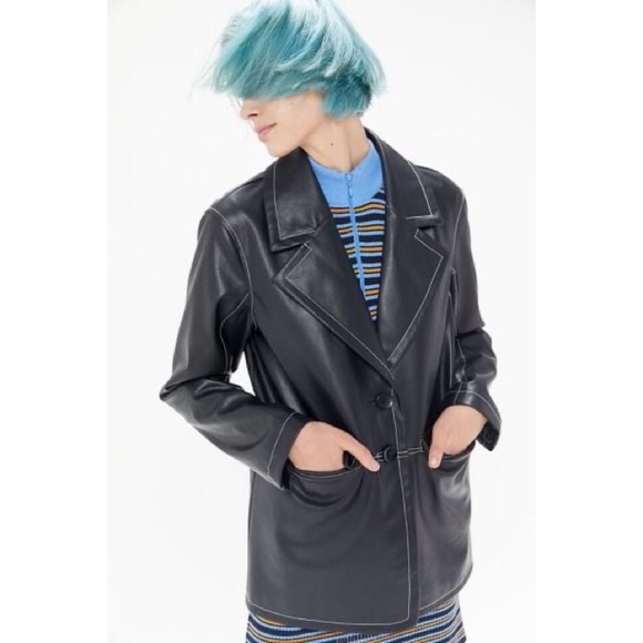 NWT Urban Outfitters Leather Button-Front Blazer - Picture 5 of 6